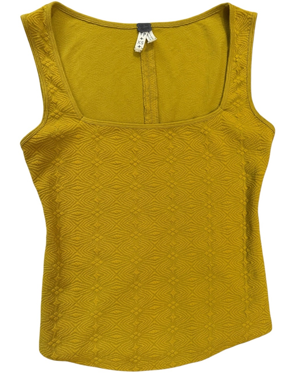 We The Free mustard yellow Textured Square-Neck knit Tank Top size XS